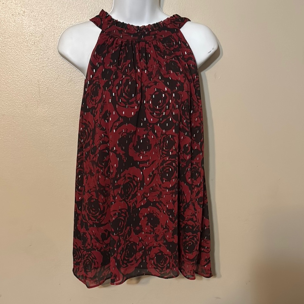 Womens simple vera Red and Black Sleeveless Blouse size XL